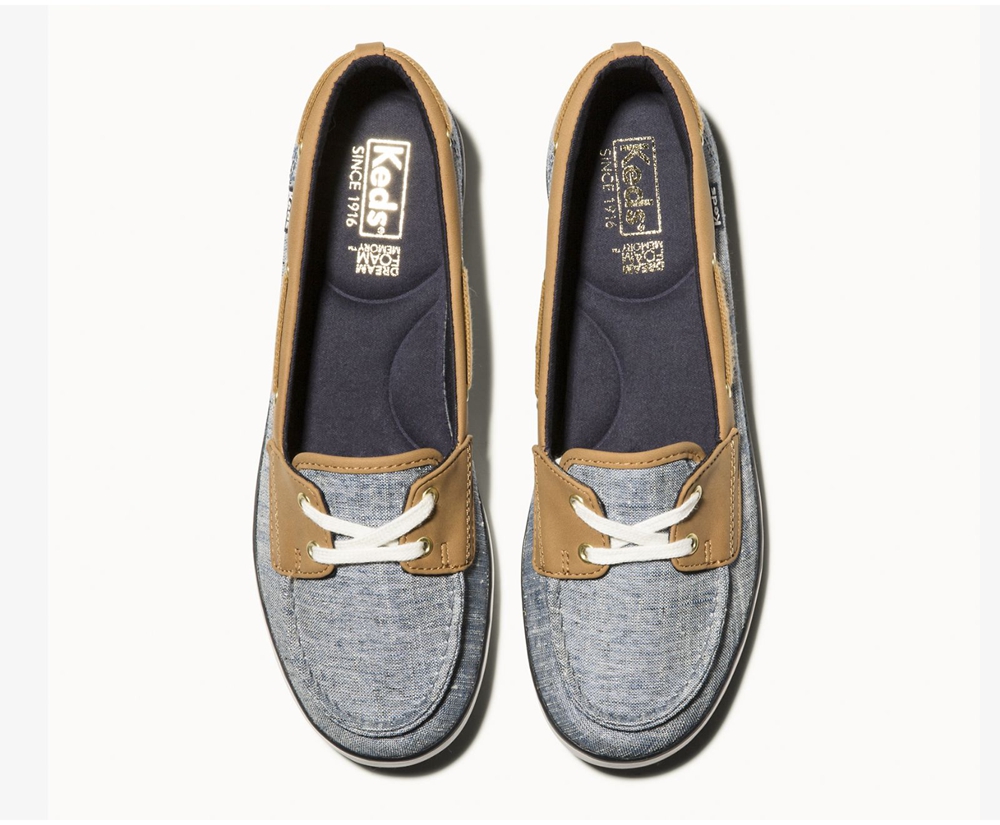 Slip On Γυναικεια - Keds Charter Airy Chambray - Σκουρο Μπλε - QTRXW1795